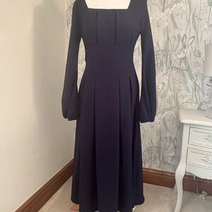 Zara Elegant Long Sleeve Navy Dress
